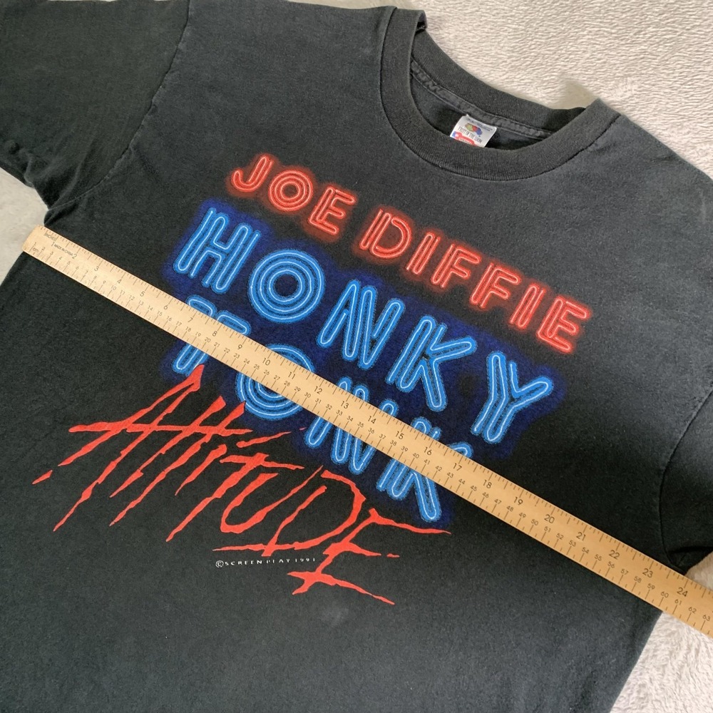 Vintage Joe Diffie Shirt Mens XL Black Honky Tonk Attitude Graphic 1993 90s USA - Picture 6 of 14